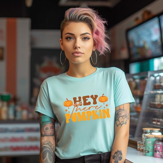 Discover Hey There Pumpkin Shirt, Fall Crewneck Pumpkin T-shirt, Autumn Shirt, Thanksgiving Tee, Cute Autumn Shirt, Halloween Shirt, Gift For Her