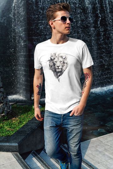 Discover Midjourney AI generated Lion tshirt, AI designed clothing, Wild Animal shirt, Lion t shirt