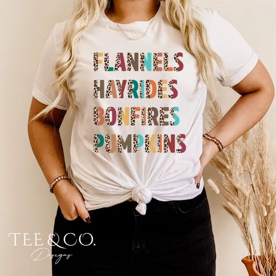 Discover Flannels, Hayrides, Bonfires, Pumpkins T-Shirt, Fall Sweatshirt, Fall T-Shirt, Cute Shirt, Gift for Women, Hayrides, Pumpkins