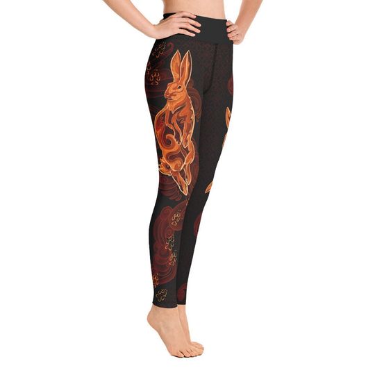 Discover Orange Rabbit Zodiac Yoga Leggings - Patterned Workout Tights