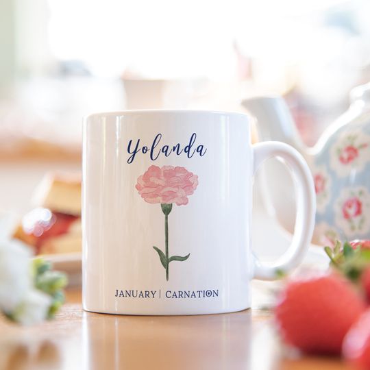 Discover Birth flower personalised mug | personalized mug with birth month flower