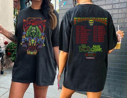 Discover Rob Zombie Freaks On Parade Tour 2023 Shirts, Rob Zombie Alice Cooper Dates Shirt