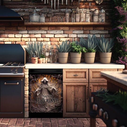 Discover Creepy Halloween Ghost Dishwasher Cover