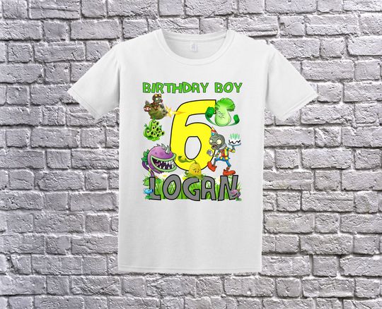 Discover Plants vs zombies shirt, customized plants vs zombies birthday shirt, plants vs zombies white customized shirt,  plants vs zombies