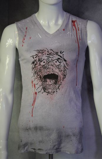 Discover Zombie Handmade Distressed Destroyed Studded ripped Rocker sleeveless Shirt