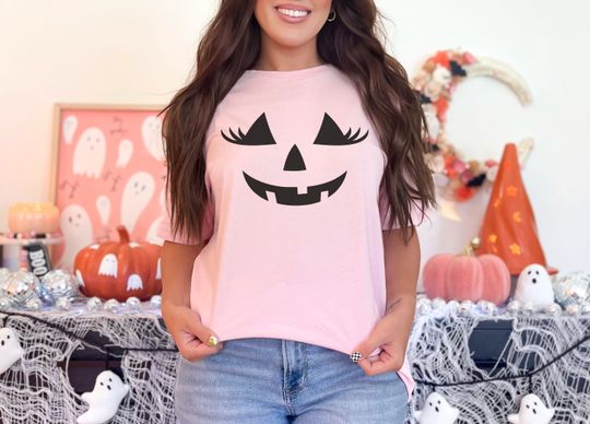 Discover Women's Jack-O-Lantern Halloween Shirt, Trendy Tee