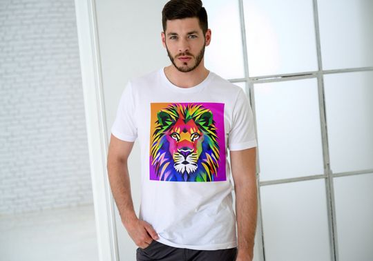 Discover Lion Graphic Pop Art T-Shirt - Colorful Animal Apparel
