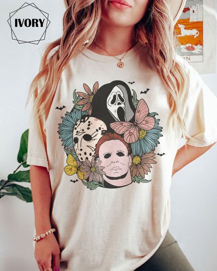 Discover Vintage Floral Horror Movie Characters  Shirt, Halloween Party Shirt, Ghostface Shirt