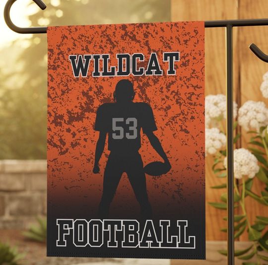 Discover Football flag personalized with team & mascot name