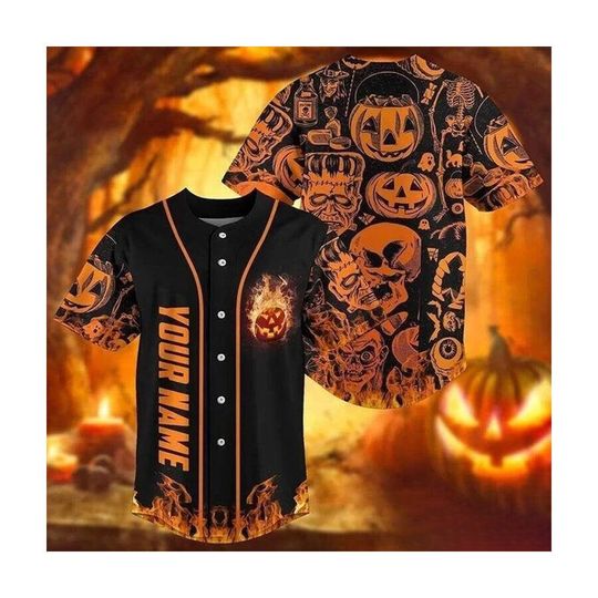 Discover Halloween Pumpkin Baseball Jersey for Fans