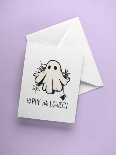 Discover Cute Ghost Happy Halloween black and white Handmade Greeting Card