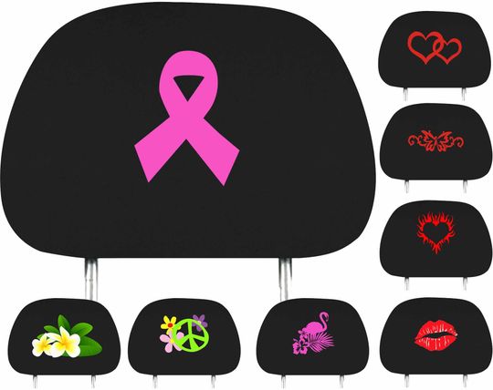 Discover Black Headrest Cover With a choice of designs, Breast cancer ribbon, hearths, butterfly tattoo
