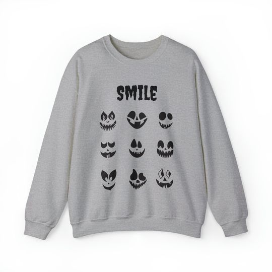 Discover Smile Jack O Lantern Face Heavy Blend Crewneck Sweatshirt