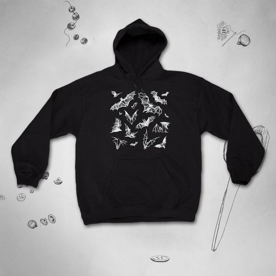 Discover Bat hoodie for Men Women Goth Unisex Halloween Horror Gothic Grunge Night Animal Bats Graphic Design hoodie for Teens sweatshirt Gift