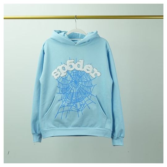 Discover Streetwear Inspired Sky Blue Web Hoodie