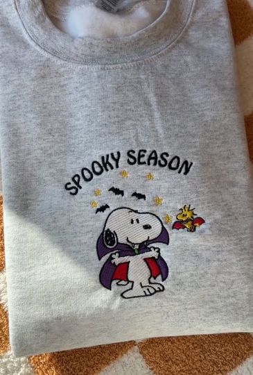 Discover Embroidered Snoopy Halloween Sweatshirt, spooky Season shirt, Fall Hoodie