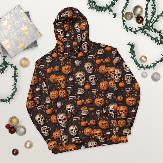 Discover Pumpkin Skulls Coffee Hoodie| Halloween Sweatshirt for Teacher| Back to School Fall Shirts| Halloween Spirit Activewear| Unisex XS - 3XL