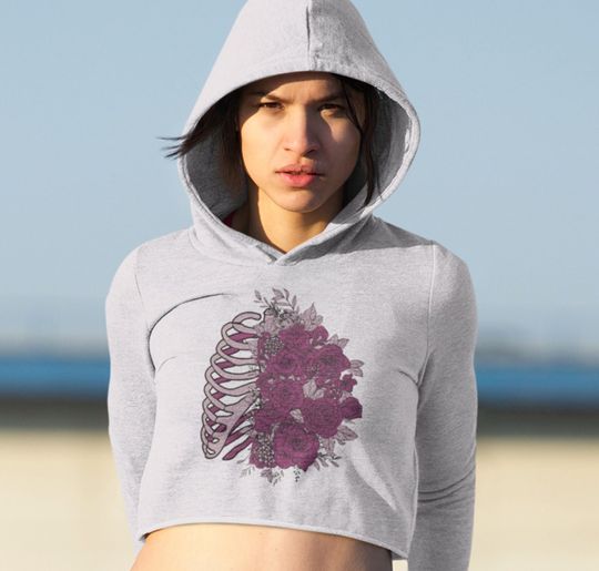 Discover Goth Cropped Hoodie with Anatomy Design