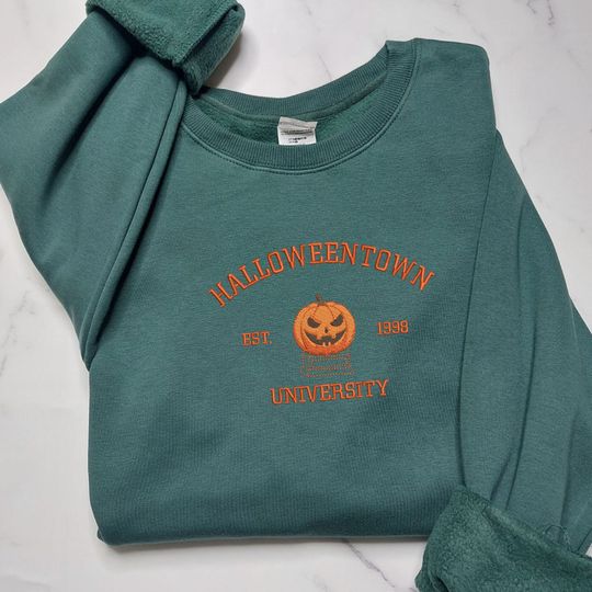 Discover Halloweentown University Est 1998 Embroidered Sweatshirt,  Sweatshirt, Halloween Shirt, Fall Pumpkin Shirt EH099