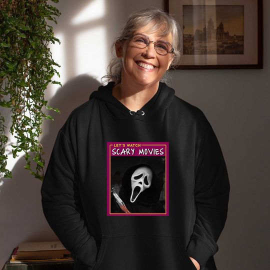 Discover Let's Watch Scary Movies Funny Hoodie For Friends, Family, Gift For Halloween, Birthday, Customized Unisex Pullover Hoodie Gift For Him/Her