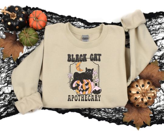 Discover Cute Black Cat Lover Halloween Sweatshirt