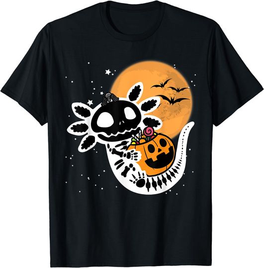 Discover Cute Skeleton Halloween Axolotl T-Shirt