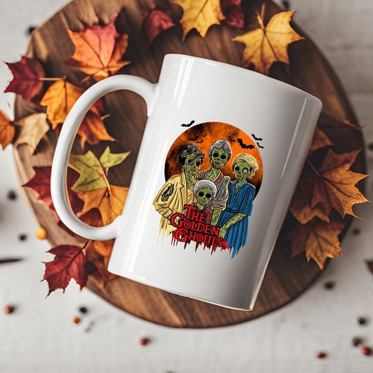 Discover The Golden Ghouls Mug, Horror Halloween Mug, Blood Moon Mug