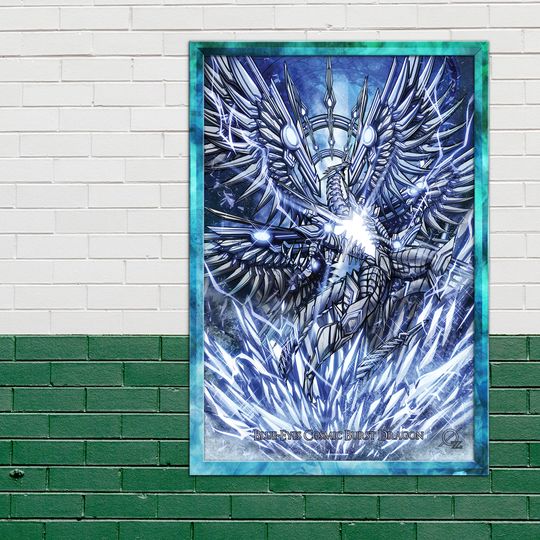 Discover Blue Eyes Cosmic Burst Dragon Premium Matte Vertical Poster