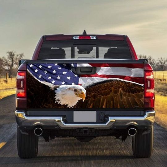 Discover American Flag Eagle Truck Decal