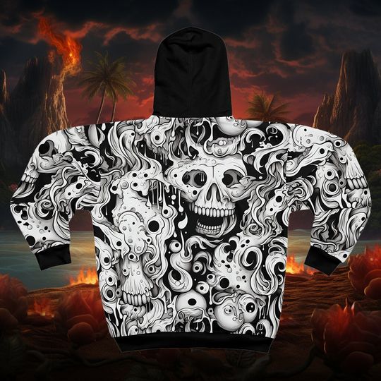 Discover Melting Abstract Skull 3D Zip Hoodie