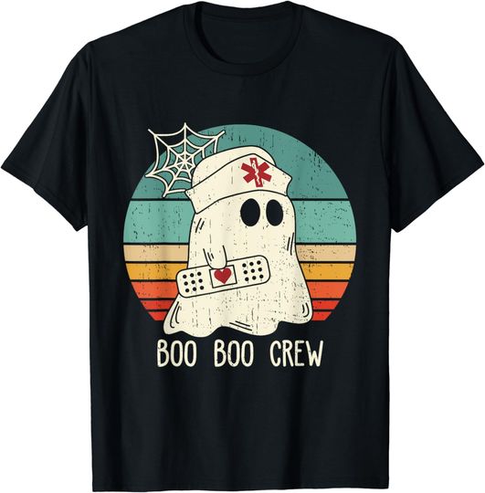 Discover Groovy Boo Boo Crew Nurse Scrub Funny Ghost Halloween Nurse T-Shirt