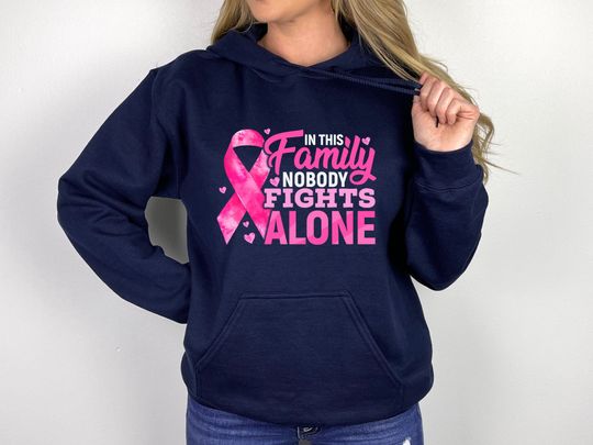 Discover In This Family Nobody Fights Alone tshirt ,Breast Cancer Support Shirt