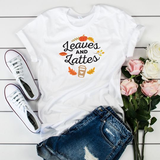 Discover Leaves and Lattes Autumn T-shirt