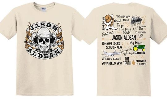 Discover Jason Aldean Cowboys Skull Boots and Hat T-Shirt, Jason Aldean Album Tour 2023 Shirt