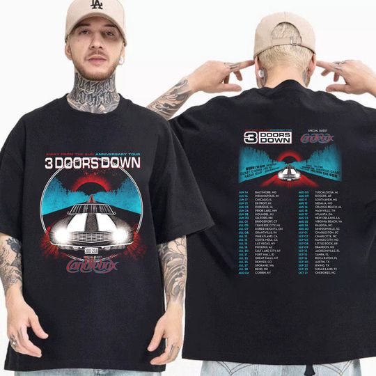 Discover 3 Doors Down Tour Concert Shirt, 3 Away From Doors The Sun Down Anniversary Tour 2023