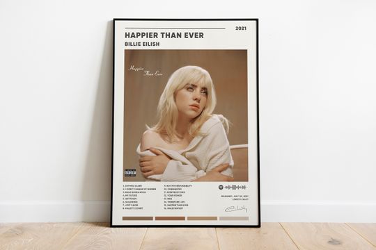 Discover Billie Eilish Happier Than Ever Poster, Happier Than Ever Album Cover Poster