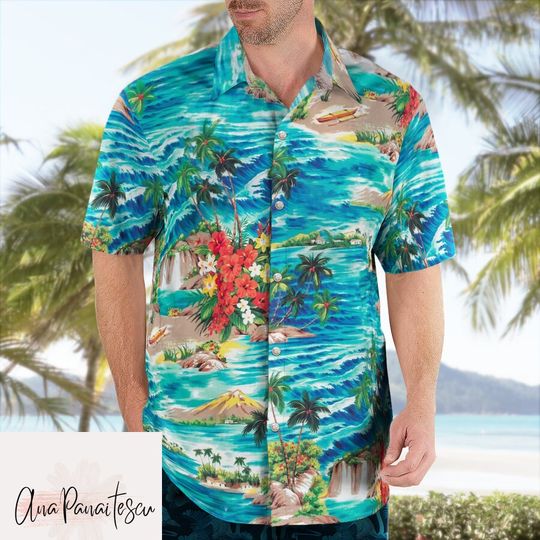 Discover Jimmy Buffett Hawaiian Style Button-Up Shirt