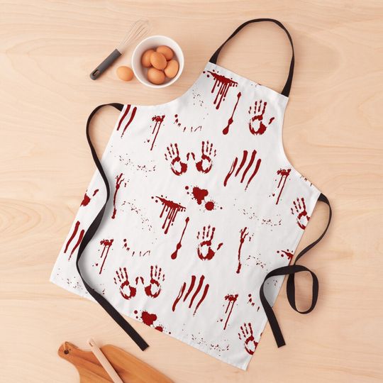 Discover Bloody Handprints and Blood Splatters Pattern Apron