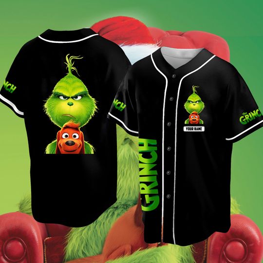 Discover The Gri.nch Baseball Jersey, Custom Jersey Shirt, Christmas Gift for Gri.nch Lovers, Christmas Shirt, Baseball Lovers Gift