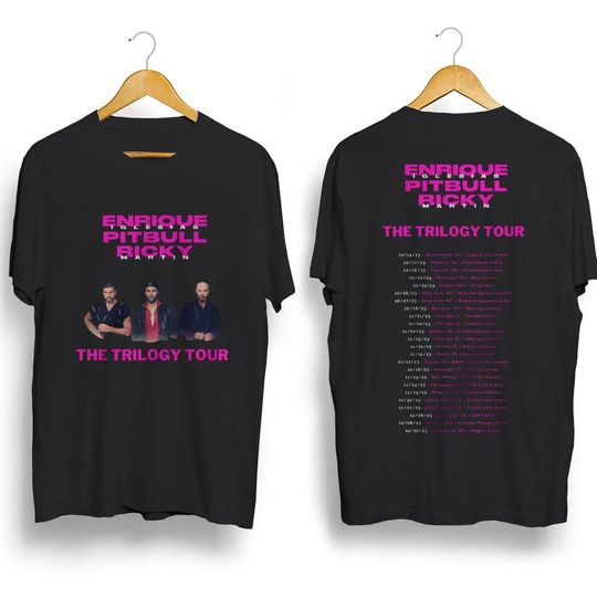 Discover Ricky Martin Pitbull Concert Tour 2023 Tshirt, Trilogy Tour Shirt Enrique Iglesias T-shirt