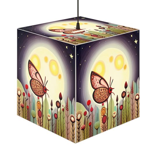 Discover Full Moon & Moth Light Cube Lamp