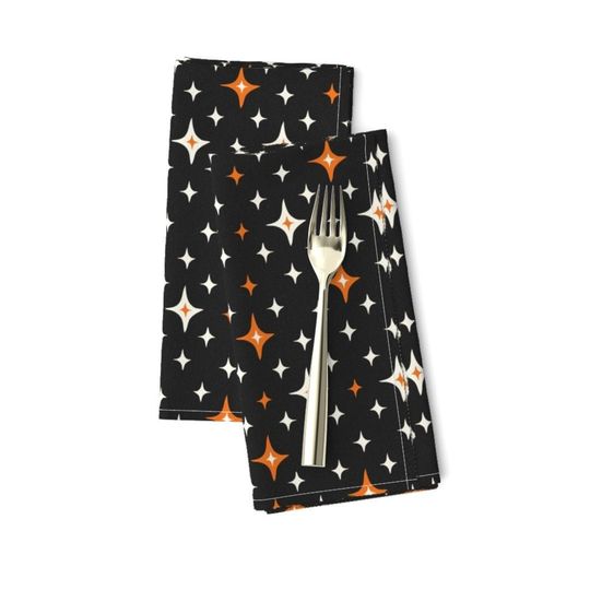 Discover Atomic Halloween Dinner Napkins with Starbursts Seasonal Black Orange
