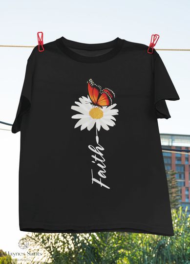 Discover Cute Tops Faith Butterfly Garden Daisy Vintage T-Shirt, Daisy Shirt