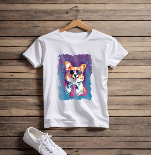 Discover Joyful Corgi T-Shirt - Unisex Cotton Tee with Cool Corgi Design