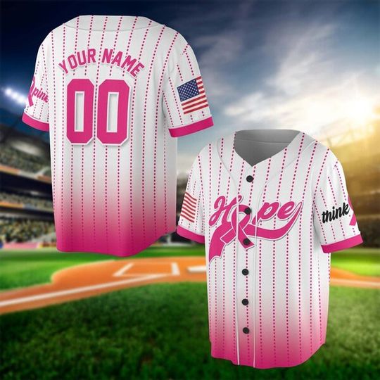 Discover Personalized Name Breast Cancer Baseball Jersey, Gift For Breast Cancer Month