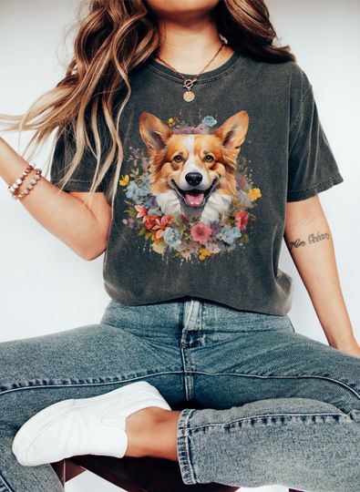 Discover Funny Corgi Lover Dandelion Flower T-Shirt
