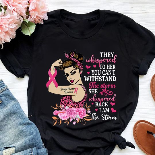 Discover Breast Cancer Warrior Pink Ribbon Shirt, I'm The Storm Strong Women Shirt, Cancer Support