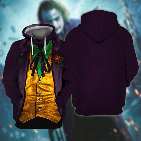 Discover Costume Horror Clown Joker Purple, Halloween Cosplay 3D Hoodie