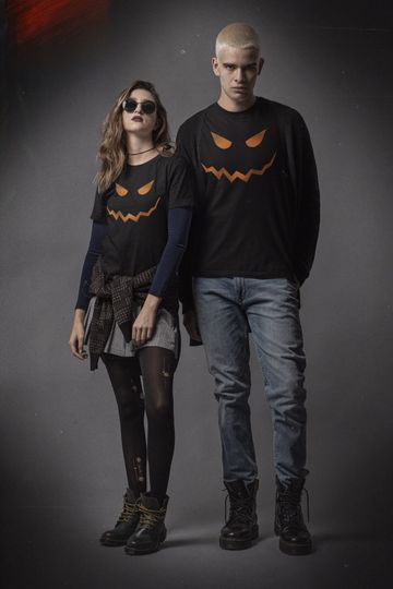 Discover Scary Jack O Lantern Face Halloween Couple Shirt Dark Hallows Eve Pumpkin