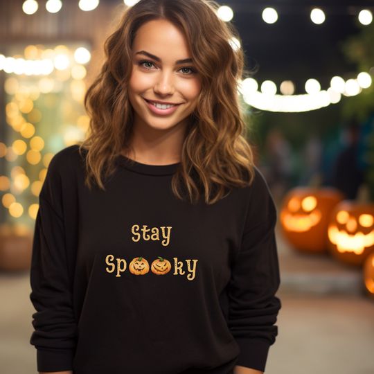 Discover Stay Spooky Halloween Sweatshirt | Jack O'Lantern Design
